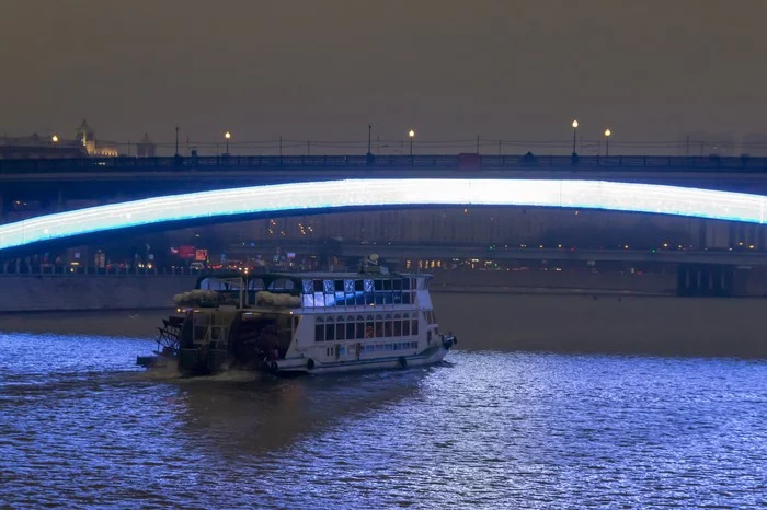 Evening river Moscow - Moscow River, Evening, Motor ship