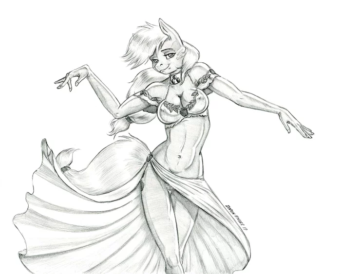 Something I haven't done before - NSFW, My little pony, Applejack, Anthro, MLP Suggestive, belly dance, Traditional art, Baron engel