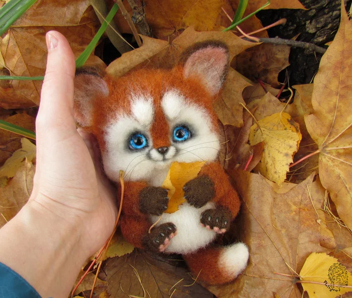 Little fox (and a little process) - My, Fox, Dry felting, Needlework with process, Longpost, Wool toy, With your own hands