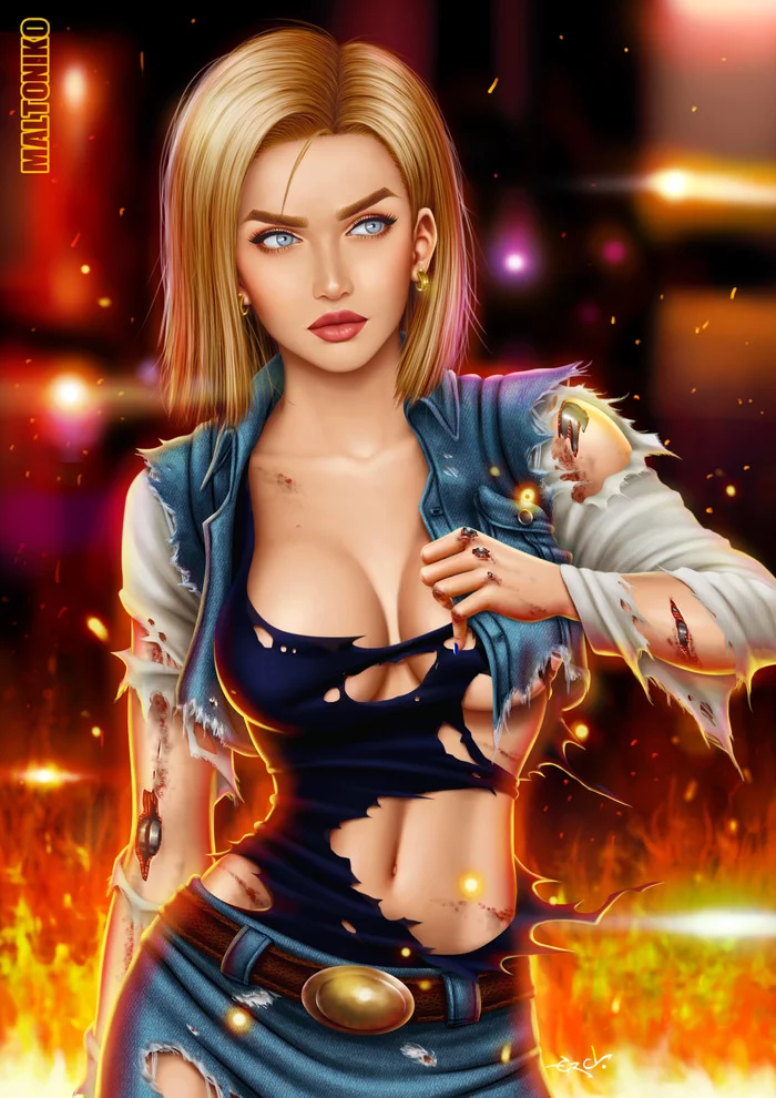 Androide18 - NSFW, DeviantArt, Арт, Рисунок, Аниме, Фэнтези, Dragon Ball, Android 18