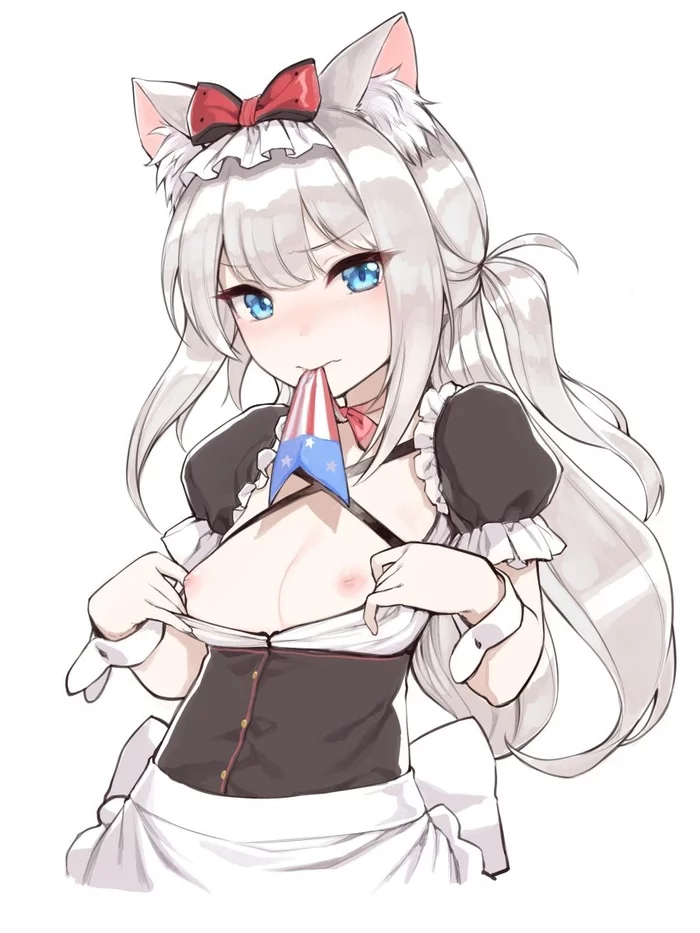 Hammann - NSFW, Azur Lane, Hammann, Animal Ears, Flat chest, Anime Art, Аниме, Арт, Грудь