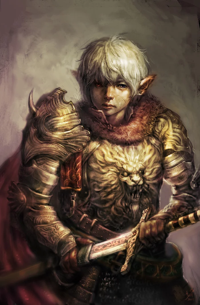 Elven knight - Art, Drawing, Elves, Night elfs, Fantasy, Kizhod
