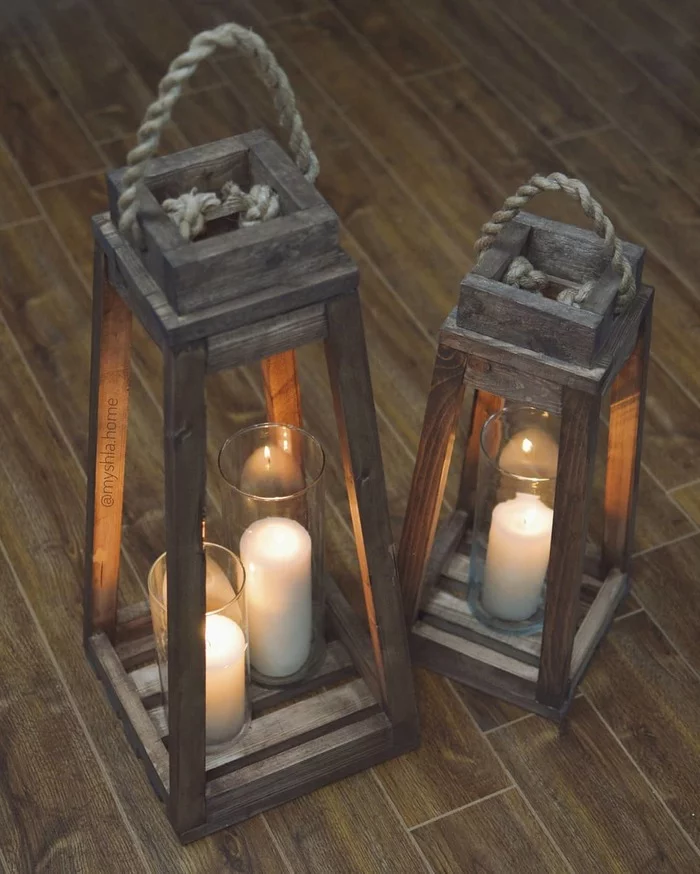 DIY decorative lanterns made of wood - My, With your own hands, Decor, Longpost, Needlework with process, Needlework without process, Carpenter, Tree, Interior, Video