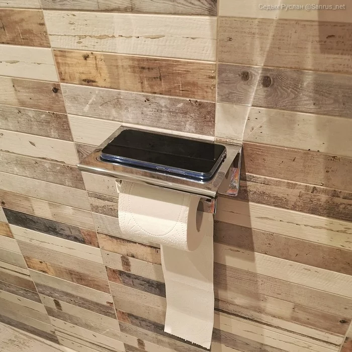 Toilet paper holder with phone shelf. - Toilet, Toilet paper, Toilet, Plumbing repair, Plumbing, Interior Design, Plumber, Longpost
