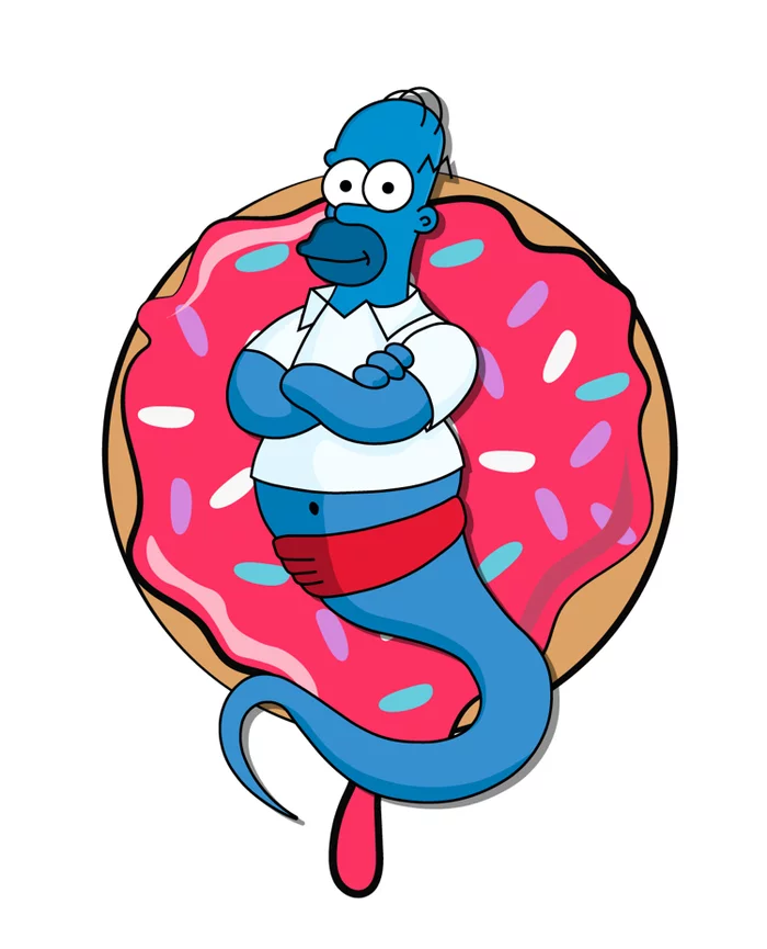 First experiments in Illustrator - My, Illustrator, Drawing, Donuts, Genie, Homer Simpson, The Simpsons, Adobe illustrator