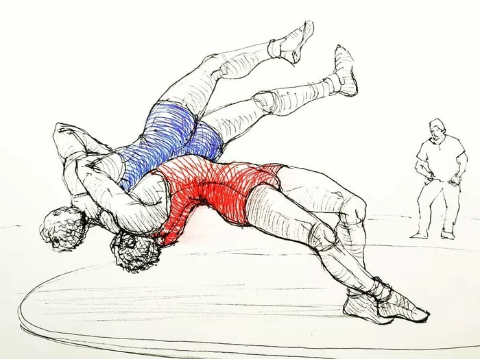 Greco-Roman wrestling - Моё, Греко-Римская борьба, Борьба, Рисунок, Тело, Спорт