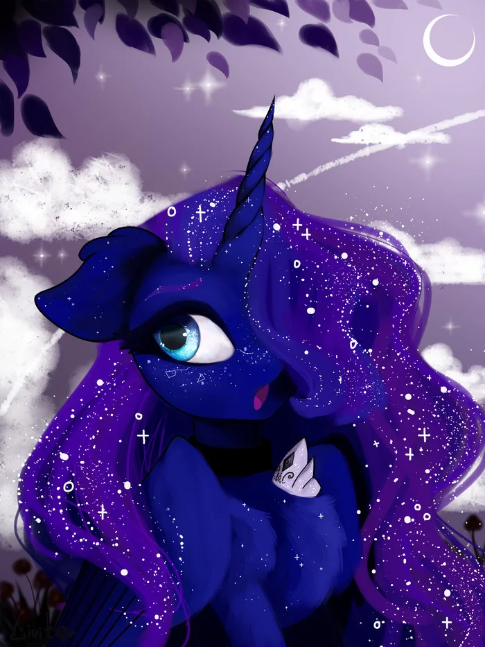 Purple sky - My, My little pony, Princess luna, Livitoza