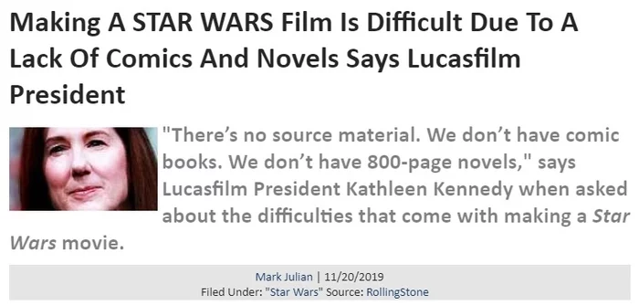 The president of Lucasfilm studio said that making new Star Wars films is difficult because they have neither books nor comics. - Star Wars, Walt disney company, Lucasfilm, Difficulties, Screenshot