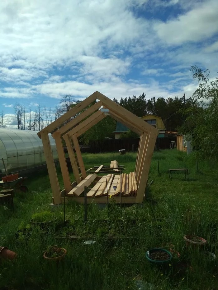 Gazebo from the magpie - My, Summer, Alcove, Dacha, Relaxation, Longpost