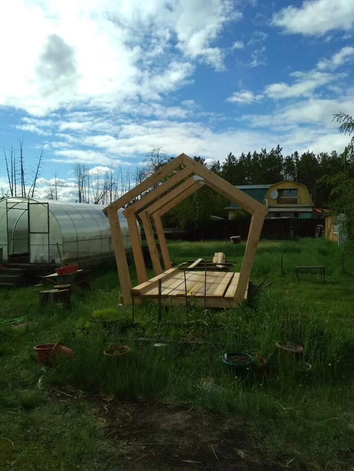 Gazebo from the magpie - My, Summer, Alcove, Dacha, Relaxation, Longpost