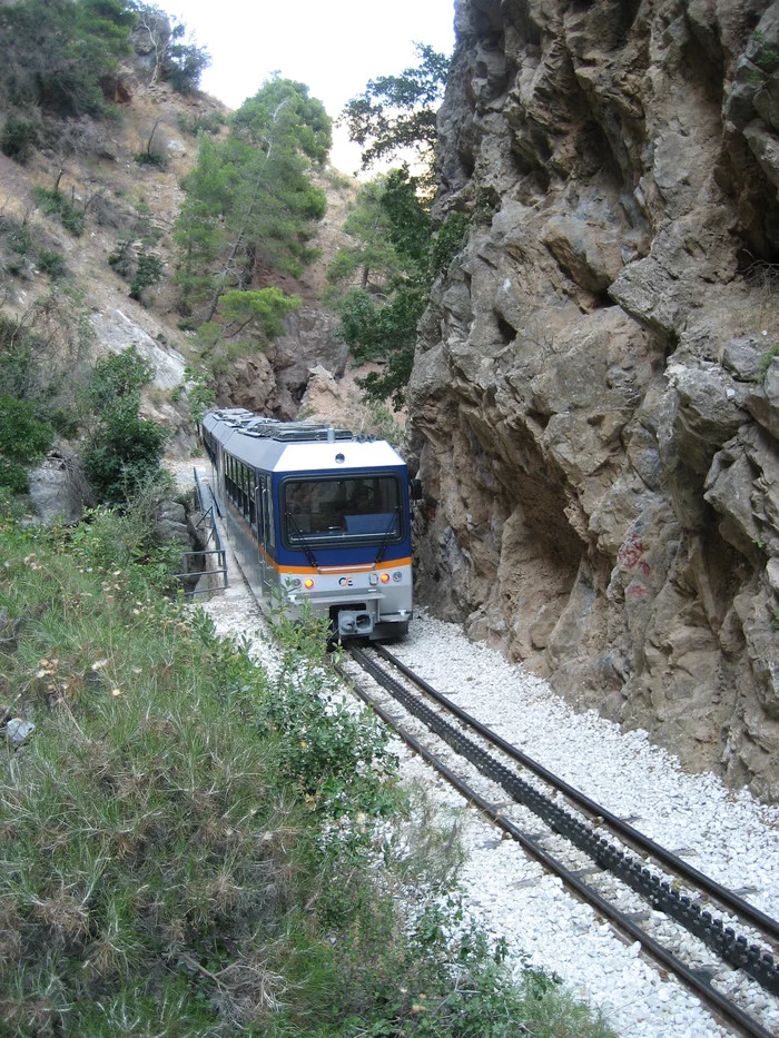 Greek mountain cog railway. - Railway, Gear rail, Greece, Longpost, Video