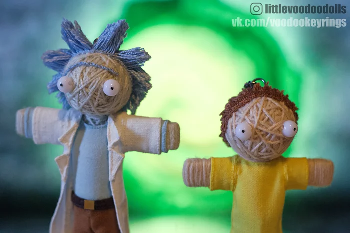 Little Rick and Morty - My, Needlework without process, Needlework, Rick and Morty, Doll, Keychain, Longpost, With your own hands