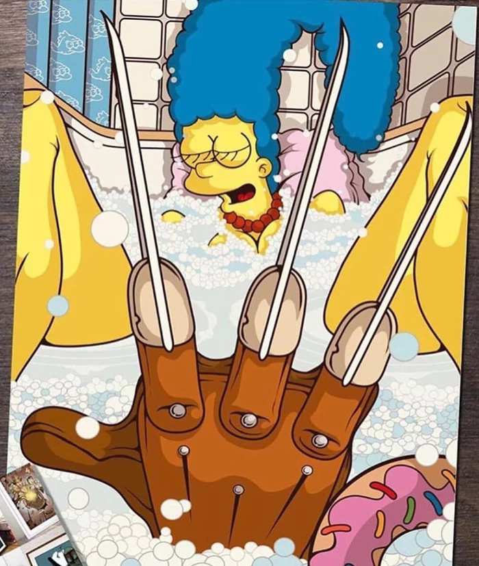 The Simpsons in horror films - The Simpsons, Comics, Cartoons, Horror, Horror, A Nightmare on Elm Street, Friday the 13th, Call, Longpost
