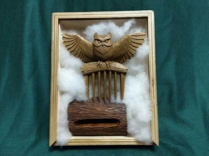Beaver gift. Unusual comb for an unusual girl) - My, Owl, Crest, Sculpture, Wood carving, Needlework with process, Woodworking, Unusual gifts, Creative, Longpost