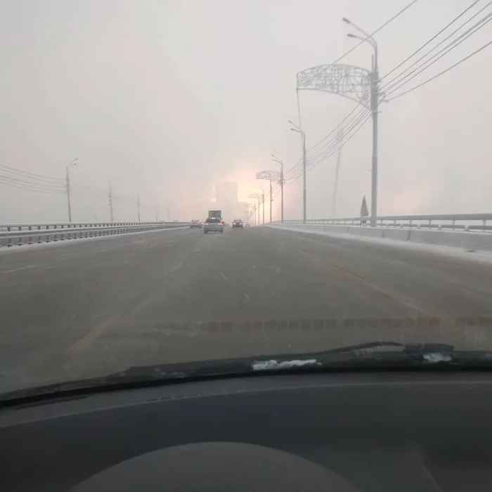 Eerily beautiful - My, Fog, Black Sky Mode, Krasnoyarsk, The photo