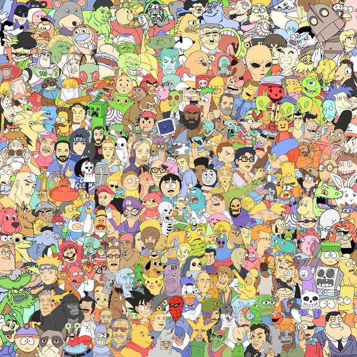 He drew all the guys together and made it for the Internet - Painting, Reddit, All in one place, Memes, Fictional characters, Longpost