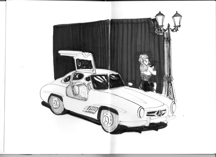 Sketches - My, Mercedes-Amg, Mercedes, Lamp, Art, Sketchbook