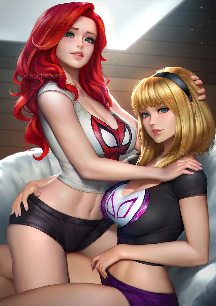 Mary Jane - Gwen Stacy - Neoartcore, Мэри Джейн, Гвен Стейси, Marvel, Арт