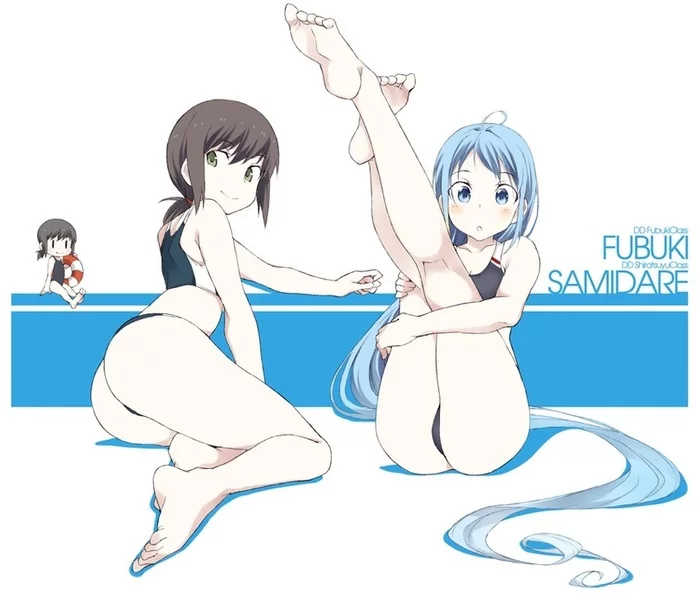 Fubuki & Samidare - NSFW, Kantai collection, Fubuki, Samidare, Swimsuit, Anime art, Anime, Art