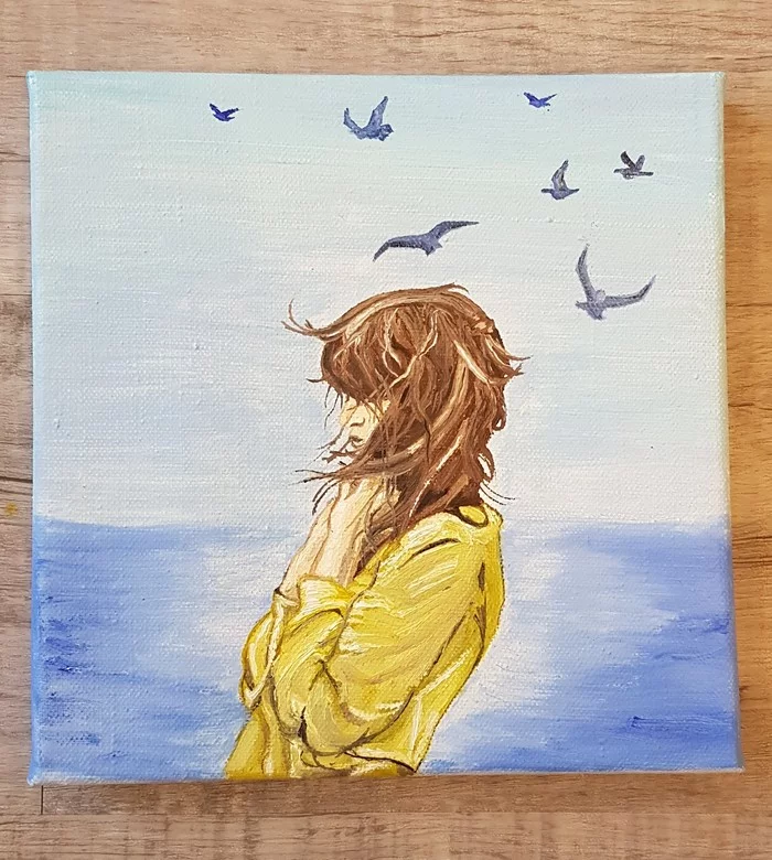 Minimalism - My, Hair, Wind, Oil painting, Longpost