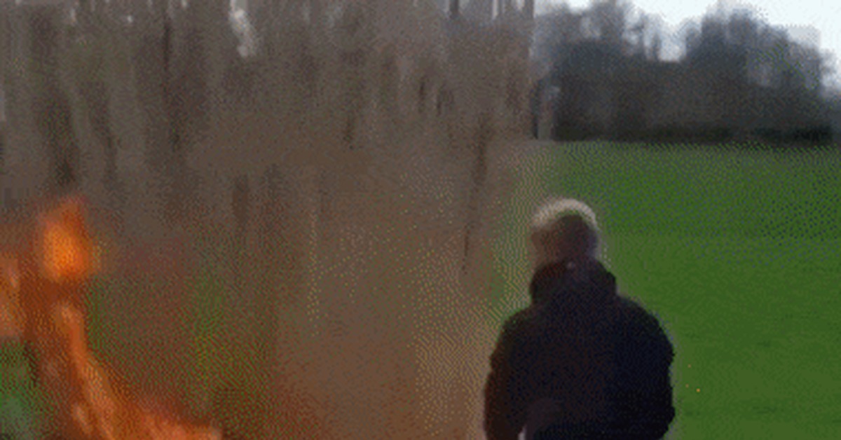 When asked to burn the grass in the backyard - GIF, Grass, Fire, Fire