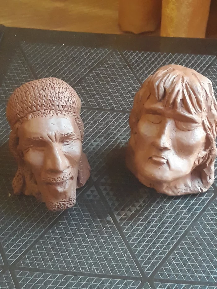 Portrait sculpture by V. Tsoi and Bob Marley. - My, Needlework without process, Ceramics, Red clay, Viktor Tsoi, Bob Marley, Sculpture, Portrait, Longpost
