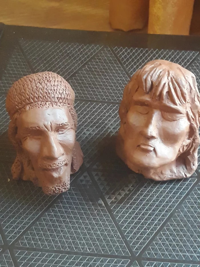 Portrait sculpture of V. Tsoi and Bob Marley. Terracotta clay. My - My, Needlework without process, Ceramics, Red clay, Viktor Tsoi, Bob Marley, Sculpture, Portrait, Longpost