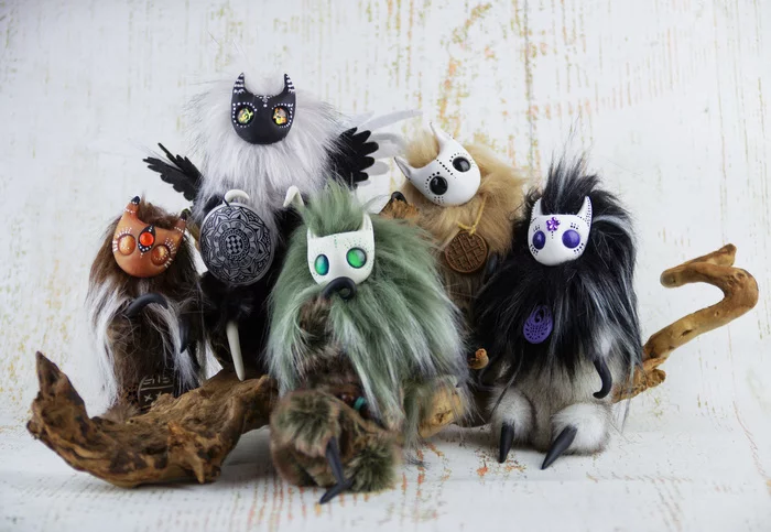 Forest Spirits - Cats - My, Handmade, Toys, Monster, Needlework without process, Polymer clay, Frame toy, Longpost