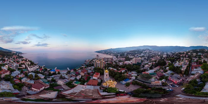 Yalta from the height of a seagull's flight (aerial panoramas Crimea 360) - My, Yalta, Panoramic shooting, Панорама, Crimea, Gurzuf, Nikita