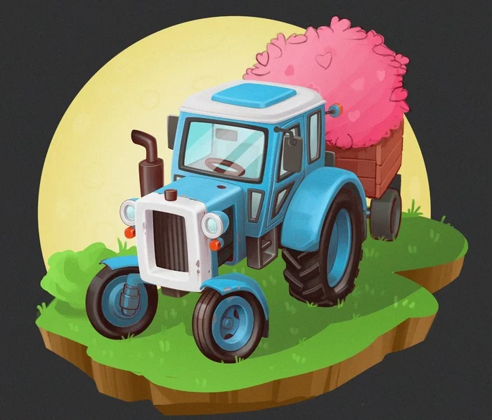 Import of likes - My, Tractor, moon, Like, Drawing, Art