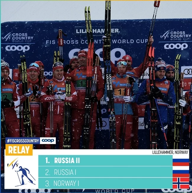 Two men's relay teams in brilliant style won gold and silver at the World Cup cross-country skiing stage - Skis, Russia, Victory, world Cup, Relay race, Video