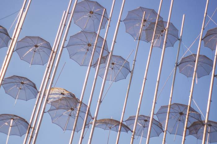 Installation with umbrellas - My, Installation, Thessaloniki, Greece, The photo, Sky