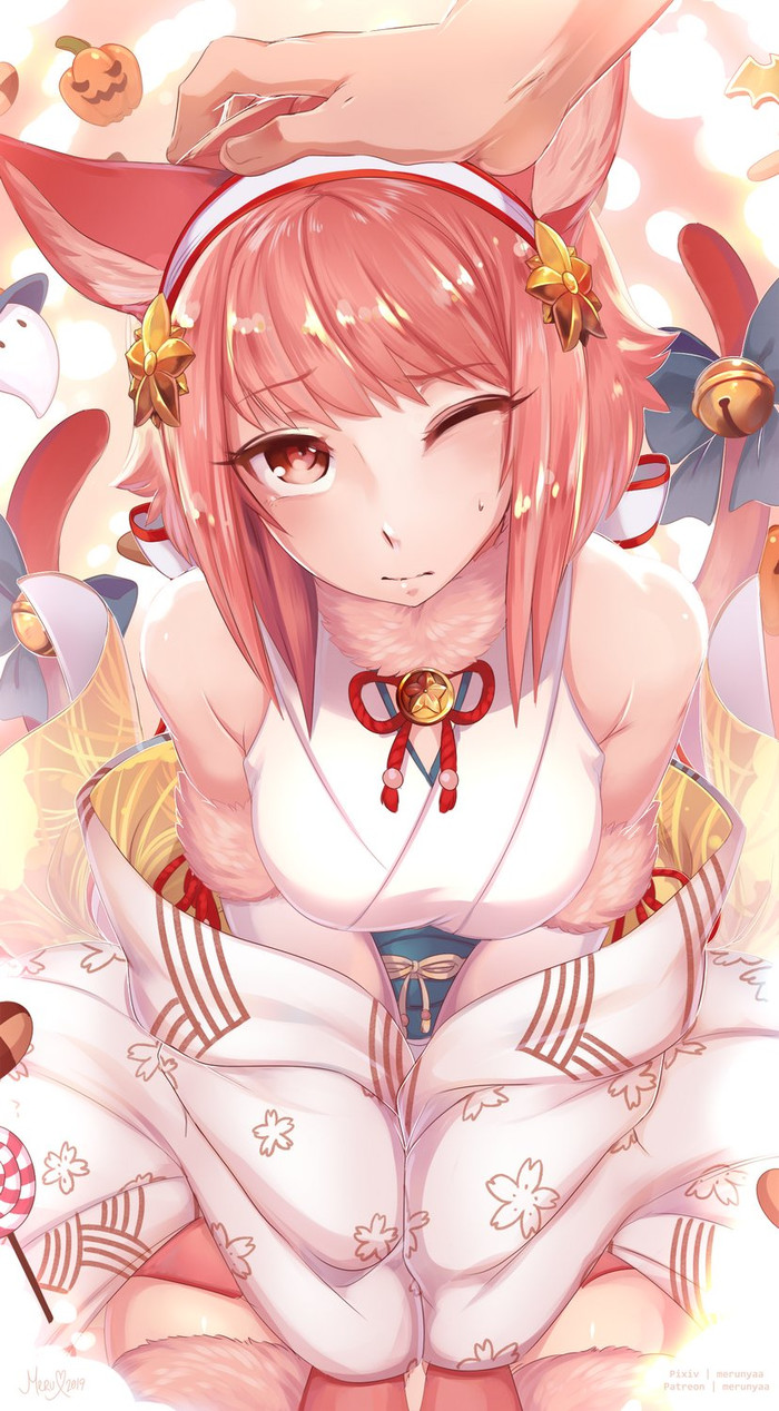   , , , Anime Art, Original Character, Merunyaa, , Animal Ears