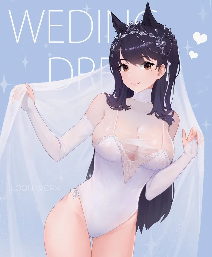 Atago - NSFW, Azur lane, Atago, Sugoi dekai, Wedding Dress, Anime art, Anime, Art