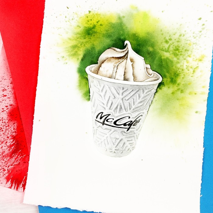 Бумажный стаканчик, акварель