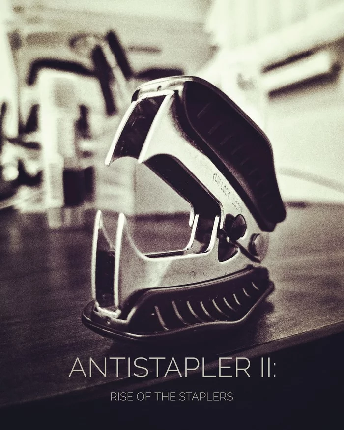 Anti-stapler II - My, Mobile photography, Poster, Stapler, Anti-stapler, Terminator, Stationery, Office plankton