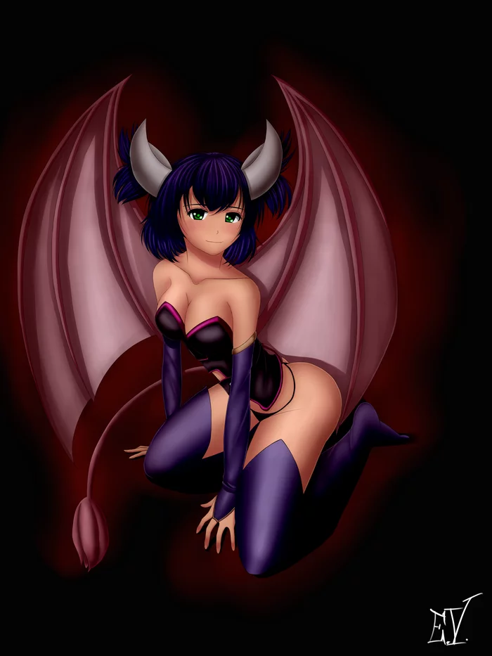 Lena succubus)) - NSFW, My, Endless Summer (visual novel), Anime, Not anime, Art, Lena