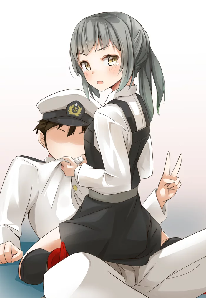 Admiral and Kasumi (artist: Negahami) - Kantai collection, Anime, Anime art, Admiral, Kasumi (Kantai Collection)