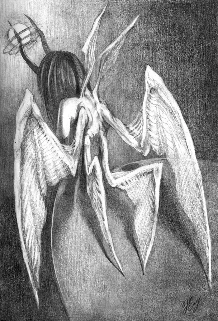Angel - My, Drawing, Pencil drawing, Angel, Fictional characters