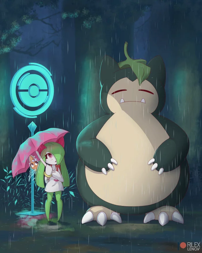 Tonari no Snorlax - Покемоны, Мой сосед Тоторо, Anime Art, Аниме, Kirlia, Снорлакс