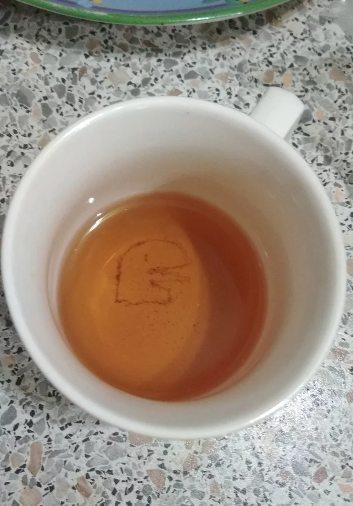 T-Rex from Google Chrome started loading in my tea today... - Drawing, A cup, Internet, , Tag