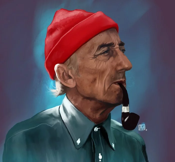 Digital portrait Jacques-Yves Cousteau - My, Jacques Yves Cousteau, Cousteau, Digital, Portrait, Autodesk Sketchbook, Digital drawing, Longpost