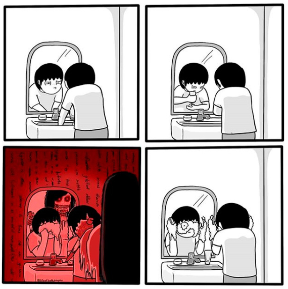 When you close your eyes in the bathroom even for a second - Comics, Bath, Horror, Monster, Everyone had it