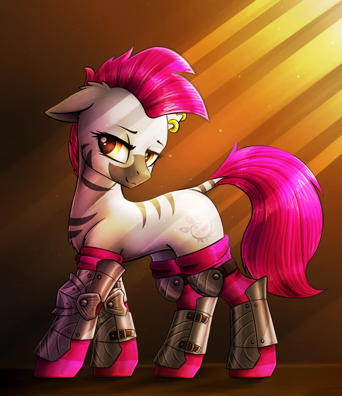 Socks with armor :3 - My, My little pony, MLP Socks, Armor, MLP Zebra, Original character, Dipfanken