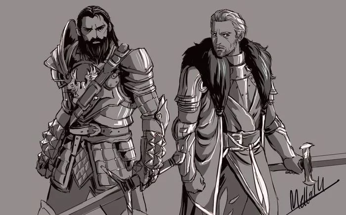 Two hot warriors - Dragon age inquisition, Cullen Rutherford, Blackwall, Drawing