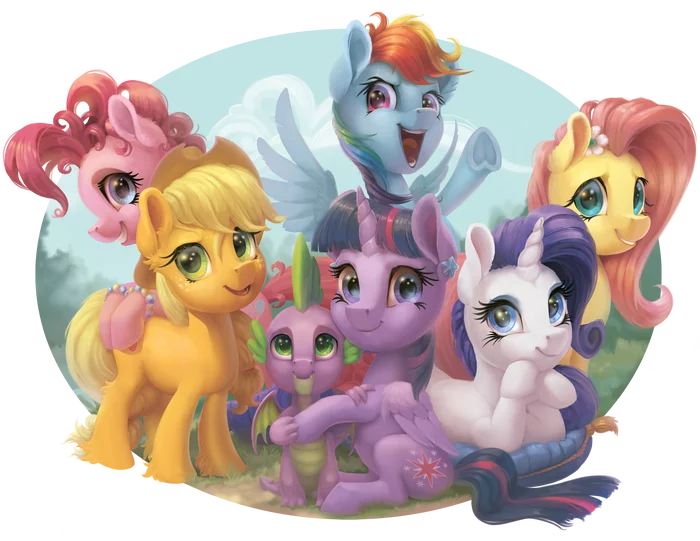 Sweeties together (and Spike) - My little pony, PonyArt, Mane 6, Spike, Gor1ck