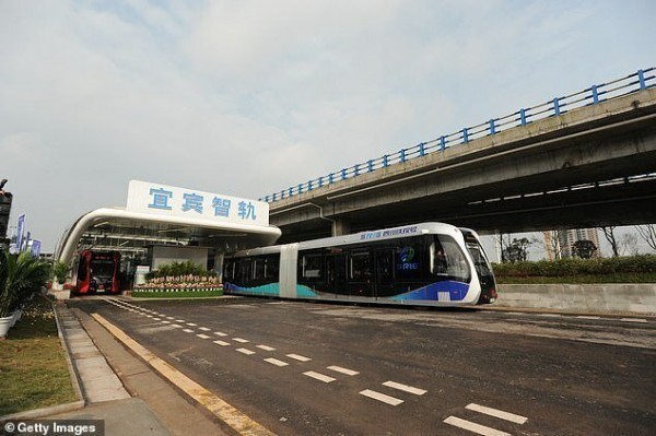 Chinese trackless railway - China, A train, Railway, Transport, Interesting, Longpost, Trackless Train