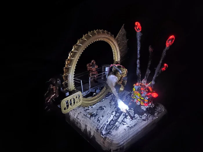 Tabletop miniature with explosion - My, 3D печать, Diorama, Miniature, Video, Longpost, 3D printer