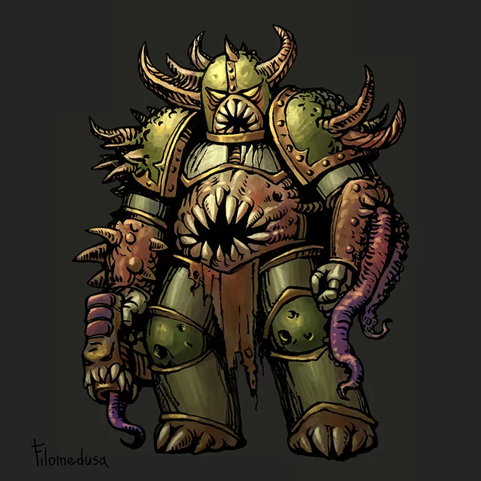 A little nurglatinka for this glorious winter - My, Warhammer 40k, Nurglite, Death guard, Chaos space marines, Adeptus Astartes, Wh Art