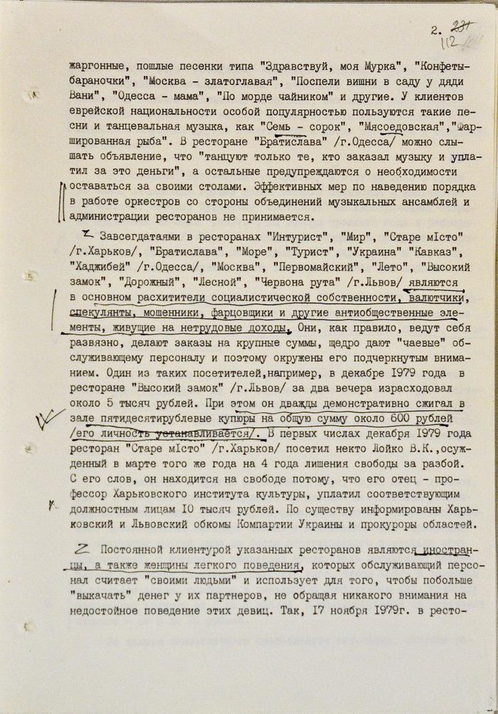 Нездоровая обстановка в ресторанах ,1980 КГБ, Архив, 1980, Ресторан, УССР, Длиннопост